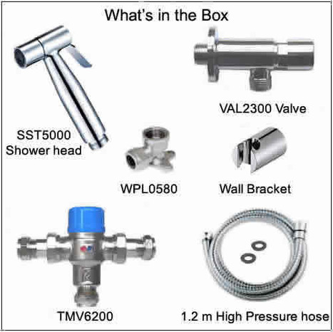 KIT2500: Thermostatic Pre-set Warm Water Bidet Shower with timed water shut off