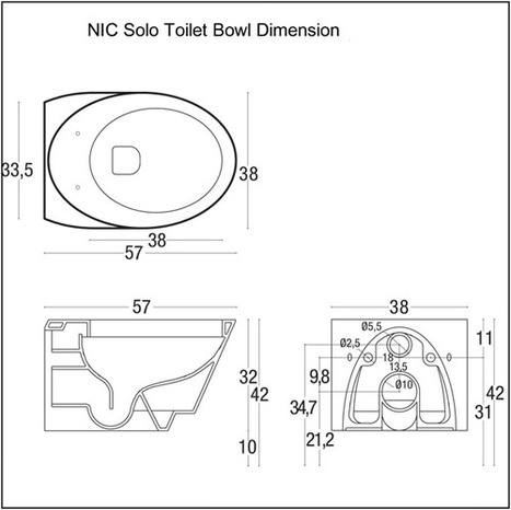 NIC Design Monolite Solo: Wall hung toilet bowl