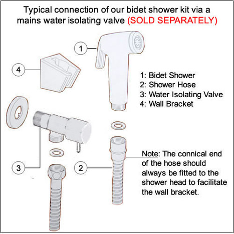 BRA3400 Chromed Bidet Shower with splined handle
