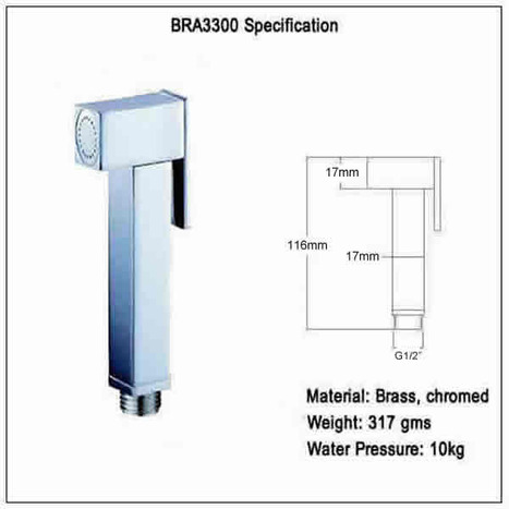 KIT6190: Square Style Pre-Set Thermostatic bidet shower kit with auto prompt water shut off valve