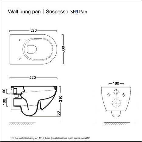 AS-SFR-540: Wall hung rimless toilet bowl