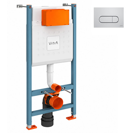 Vitra Concealed Cistern WC Frame for wall hung Toilets with Loop Round push button dual flush plate