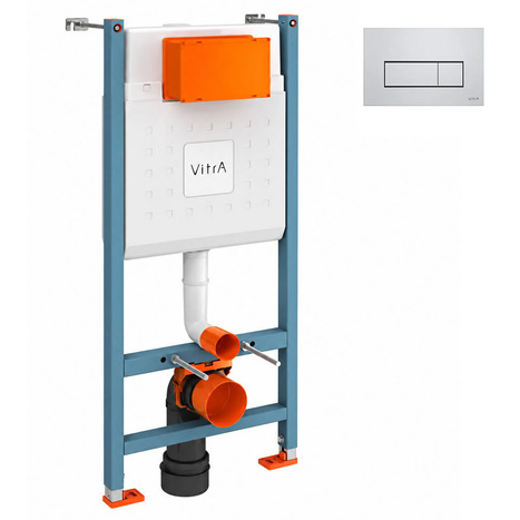 Vitra Concealed Cistern WC Frame for wall hung Toilets with OBLONG style loop square dual flush plate