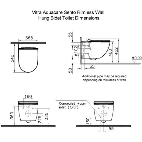 Vitra Aquacare Sento Bidet Toilet with Thermostatic Stop Valve