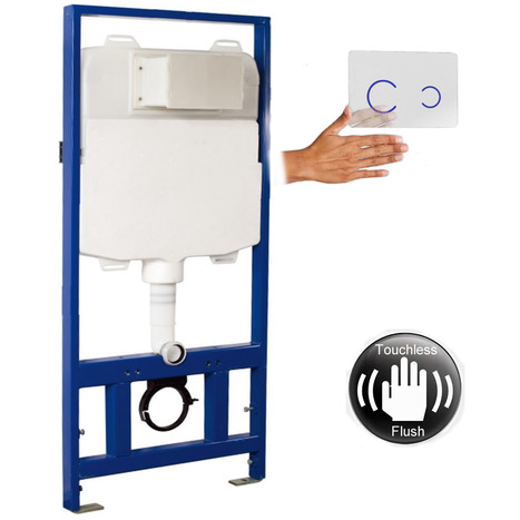 White Contactless Flush Wall Frame For Wall Hung Toilets