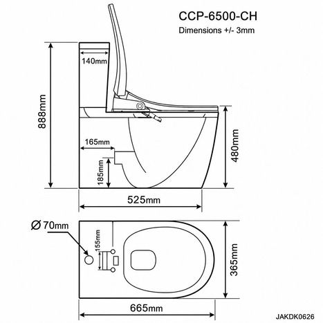 CCP-6500-CH: Extra High Comfort Height Bidet Shower Toilets