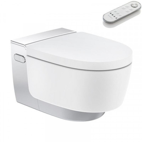 Geberit AquaClean Mera Comfort Rimless Wall Hung Shower Toilet - Chrome