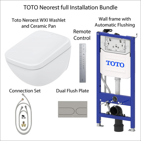 Complete set: Toto Neorest WX1 Washlet + Toto wall frame with Automatic Flush + Flush Plate and connection kit