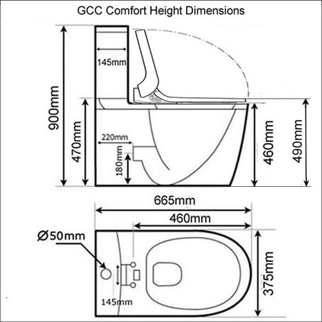 Extended Height GCC-7235-CH  Aquaclean Tuma Comfort Seat close coupled Toilet