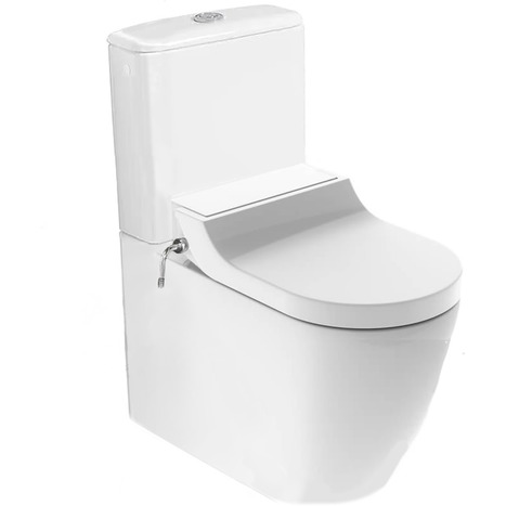 GCC-7235-CH: Extended Height close coupled Toilet & Aquaclean Tuma Comfort seat: White Glass: 146.278.SI.1