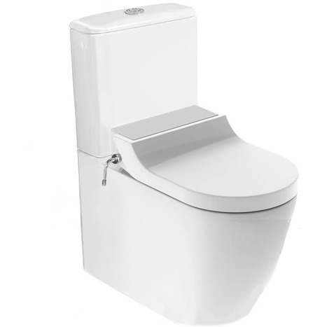 GCC-7236-CH: Extended Height close coupled Toilet & Aquaclean Tuma Comfort seat: White Glass: 146.278.SI.1