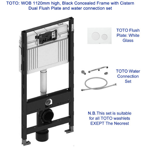 TOTO: WOB Black Concealed Frame with Cistern, Flush plate and coonection set