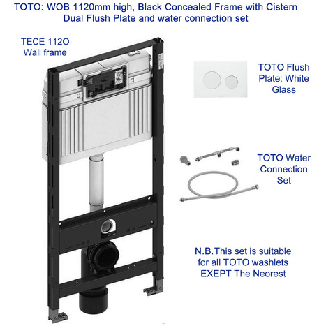 TOTO: WOB Black Concealed Frame with Cistern, Flush plate and coonection set