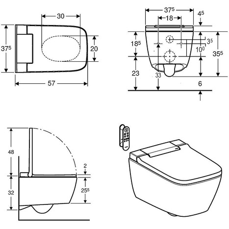 Geberit AquaClean Sela Square Shower Toilet Set