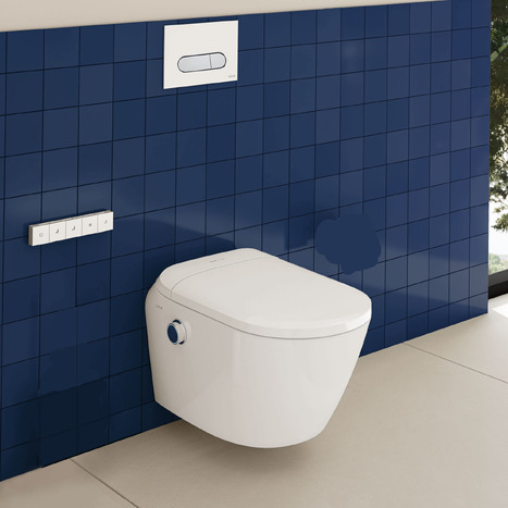 VitrA V-Care Ultra Smart Wall-Hung Bidet Toilet with Frame and Flush Plate Bundle
