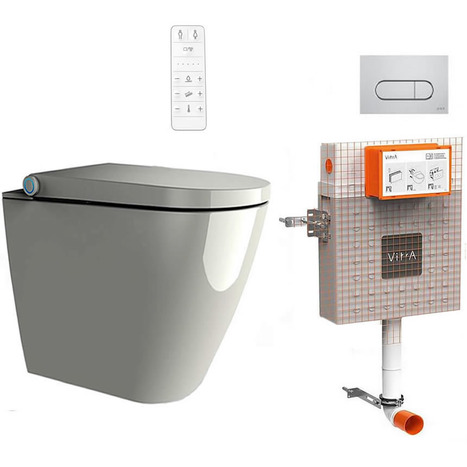 Complete bundle set: Aqua-Sigma floor standing bidet toilet with concealed cistern: AS-1400F-BUN