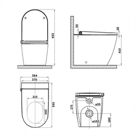 Complete bundle set: Aqua-Sigma floor standing bidet toilet with concealed cistern: AS-1400F-BUN
