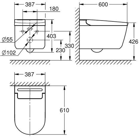 Complete bundle set: Grohe Sensia Pro shower toilet