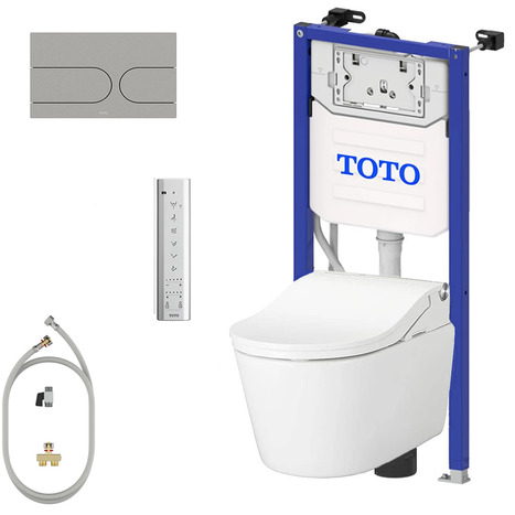 Complete set: Toto RW Washlet + Toto wall frame with Automatic Flush + Flush Plate and connection kit