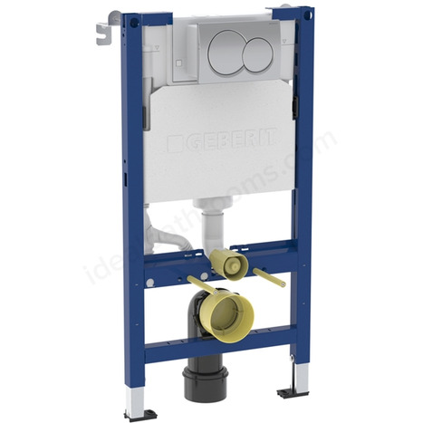 Geberit Alpha 98cm Frame & Cistern; plus Chrome Round Flush Plate 458.038.21.2