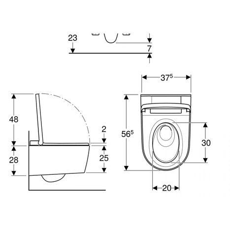 Complete set: Geberit AquaClean Sela Square Shower Toilet Chrome Hinge + Geberit wall frame with Flush Plate and connection kit