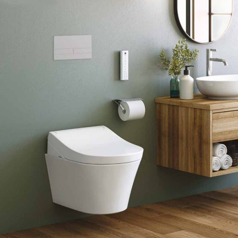 Complete set: Toto RG Lite Washlet + Toto wall frame + Dual Flush Plate and connection kit