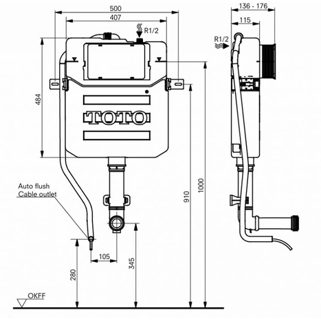 TOTO Concealed Cistern for Floor Standing Toilets WH183ETNF