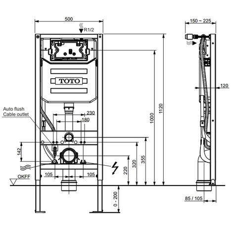 TOTO Washlet Frame System with Dual Flush: Complete Package
