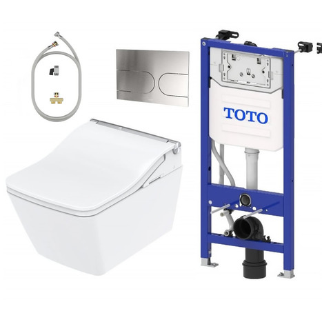 TOTO WASHLET SW Auto Flush Rimless Wall-Hung Shower Toilet Bundle