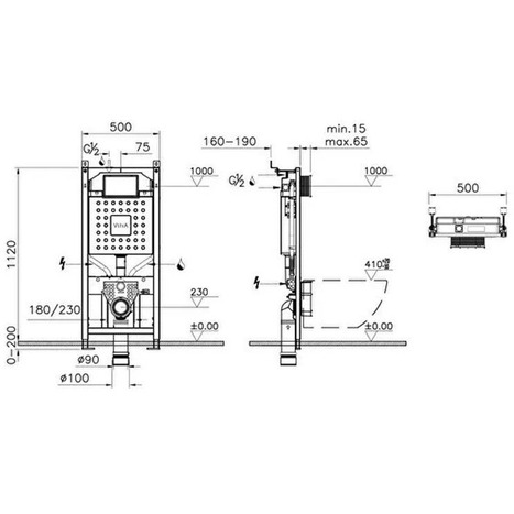 VitrA V-care 3 Prime Wall Hung Smart Shower Toilet: Complete Installation Package