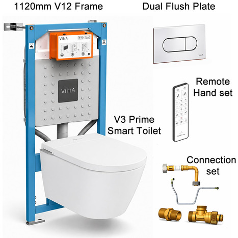 VitrA V-care 3 Prime Wall Hung Smart Shower Toilet: Complete Installation Package