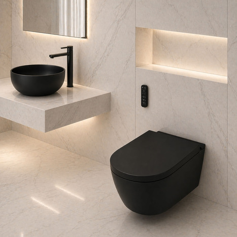 AS-1600-WH Matt Black wall hung Smart Bidet Shower toilet