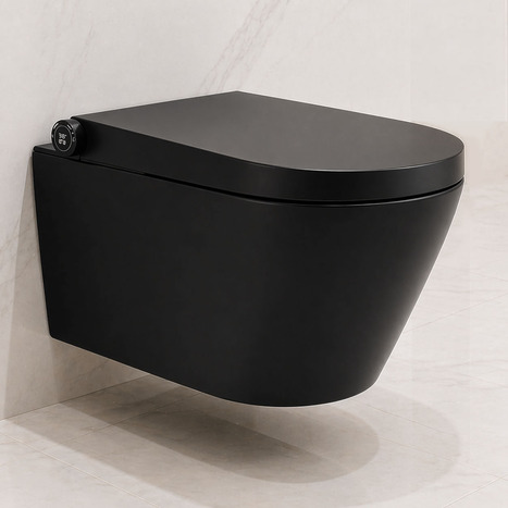 AS-1600-CS Matt Black wall hung Smart Bidet Shower toilet: Complete Set