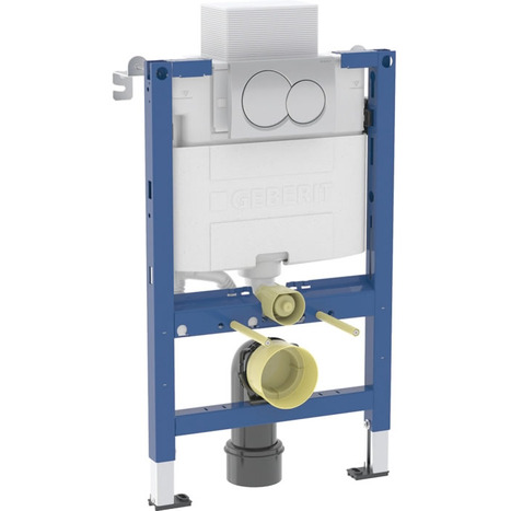 Geberit Alpha 82cm Frame & Cistern; plus Chrome Round Flush Plate 458.035.21.2