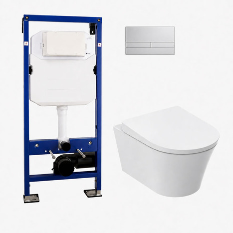 Complete Set: TOTO GP Wall-Hung WC with Seat, Concealed Wall Frame and Dual Flush Plate