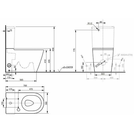TOTO RP Rimless Close Coupled WC with Soft-Close Seat and FlexCover – WASHLET Ready