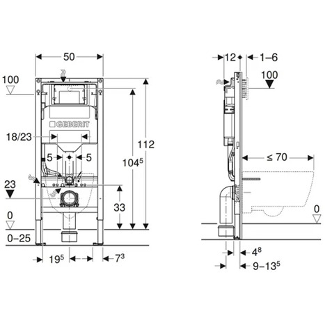 Geberit Sigma WC Toilet Frame 1120mm + Dual Flush Plate+ Connection set Bundle