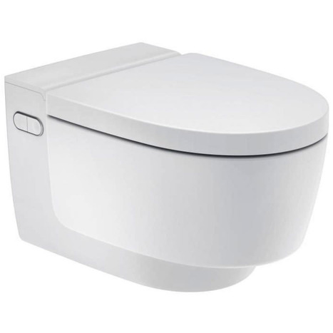 Complete set: Geberit AquaClean Mera Comfort Shower Toilet  + Wall frame. Air Purtfication + Flush Plate and connections