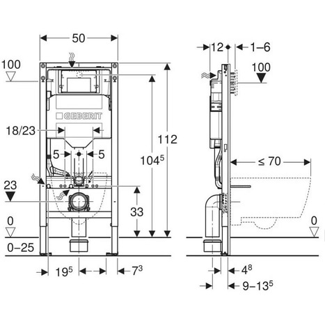 Complete set: Geberit AquaClean Mera Comfort Shower Toilet  + Wall frame. Air Purtfication + Flush Plate and connections