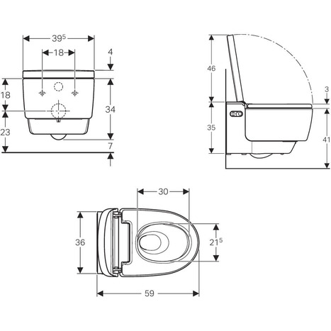 Complete set: Geberit AquaClean Mera Comfort Shower Toilet  + Wall frame. Air Purtfication + Flush Plate and connections