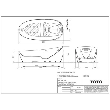 TOTO Flotation ZERO DIMENSION Freestanding Spa Bath