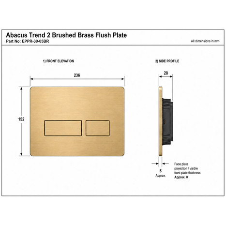 Abacus Trend 2 Brushed Brass Flush Plate; EPPR-30-05BR