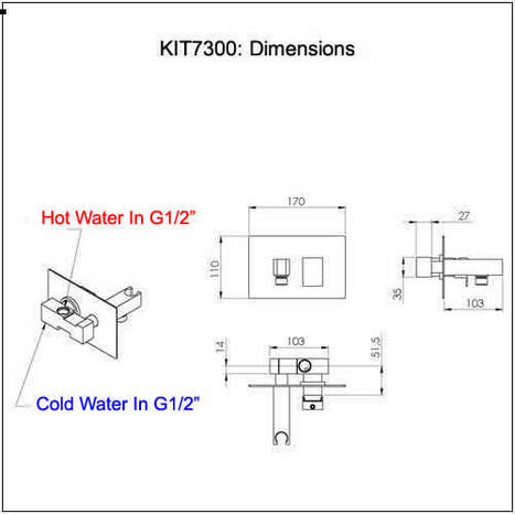 KIT7300: Italian Cubic style Monobloc Bidet Shower Kit