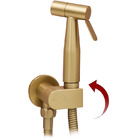 HNBMC Hand Held Bidet Sprayer,Douche Kit Toilet Shattaf Sprayer Square Brushed Gold Copper Valve Set Shower Head Faucet,Brass,A Set 