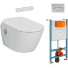 VitrA V-Care Ultra Smart Wall-Hung Bidet Toilet with Frame and Flush Plate Bundle