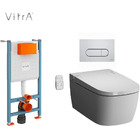Vitra V-Care Rimless Smart Pan inc Seat and Frame - Chrome Flush Plate Bundle