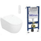Complete bundle set: Geberit AquaClean Alba bidet toilet with 98cm frame
