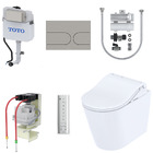 Complete set: Toto Floor Standing RW Washlet + Toto In-Wall Cistern with Automatic Flush + Flush Plate and connection set