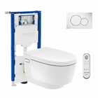 Complete set: Geberit AquaClean Mera Comfort Shower Toilet  + Wall frame. Air Purtfication + Flush Plate and connections