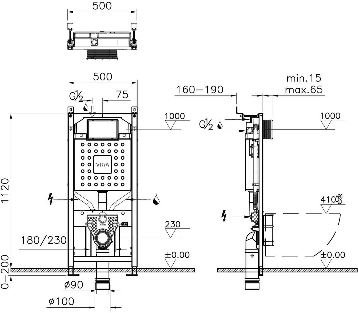 Vitra V12 Concealed Cistern WC Frame for wall hung Toilets